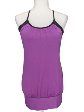 Lululemon Womens Tender Violet Purple Black No Limits Sports Bra Tank Size 4